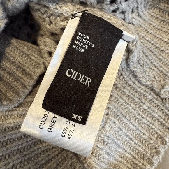 Cider Knit Hooded Zipper Hollow Out Cardigan Gray Open Knit Size XS - Picture 6 of 12
